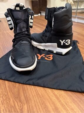 Y-3 Black and White High-Top Sneakers